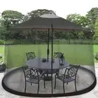 HomeRoots 9' Patio Umbrella Outdoor Table Bug Screen Mesh Black Mosquito Net ...