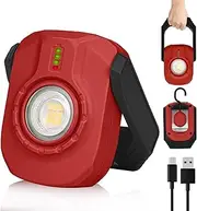 LED Work Light Rechargeable, Portable Flood Light with Magnetic Base &360° Rotation Stand, Inspection Light for Camping Car Repairing Emergency and Job Site Lighting with SOS Modes.