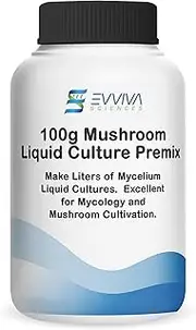 Mushroom Liquid Culture Premix 100 Grams - Evviva Sciences – Make Liters of Your Own Mushroom, Mycelium Liquid Cultures - Professional Lab Performance - Excellent for Mycology Projects
