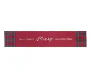 Burton Christmas Red Table Runner with Plaid Trim 70" x 13" Cotton NEW