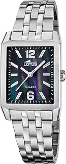 [LOTUS] 18985/4 Square Series Women's Watch with Grey Stainless Steel Case and Grey Stainless Steel Strap, Black, Bracelet