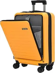 [TydeCkare] 20 Inch Carry On Luggage with Front Pocket for 15.6" Laptop, 21.65 * 15.35 * 7.87" Suitable for Airplane Overhead Bin, Lightweight PC+ABS Hardshell with YKK Zipper, with TSA Lock, Orange