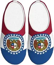 [EdWal] Missouri State Flag print Winter Warm Slippers Indoor Anti-skid Plush Slippers Relaxing at Home for Women Men