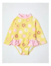 [Sprout] Daisy Flower One Piece Swimsuit in Light Yellow