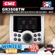 GME GR350BTW AM/FM Marine Stereo with Bluetooth & USB/AUX Input - White