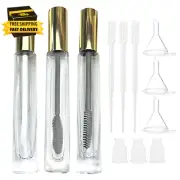 Empty Mascara Tube and Wand Glass, 3PCS 10Ml Empty Mascara Tube and Lip Gloss Tu