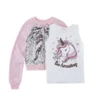 Knit Works Girls 2Pc Sequins Bomber Jacket With Unicorn Under Tank Sz16 MSRP$50
