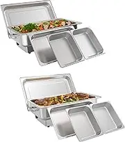 2 Pack Electric Chef Chafing Dish Buffet Set 9QT Buffet Servers and Warmers Digital Display Temperature with 1 Full-Size Pan & 2 Half-Size Pan Warming Tray for Parties Commercial