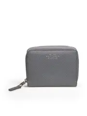 Grey Leather Zip Wallet