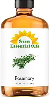 Sun Essential Oils - 8 oz Rosemary Essential Oil for Hair Growth, Skin, Scalp - Drops for Diffuser, Humidifier & Aromatherapy Massage - DIY Candle, Lotion & Shampoo Making - Help Sleep