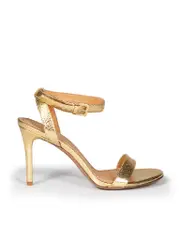 Gold Leather Cracked Effect Sandals