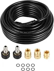 50ft Pressure Washer Hose 3200 PSI 1/4 Inch Kink Free M22 3/8"Quick Connect With Couplers Replacement Hybrid Flexible Outdoor Hose for Electric or Gas Power Washer