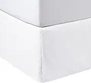Amazon Basics Lightweight Pleated Bed Skirt - Queen, Bright White