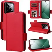 [TiHen] Compatible for Case Samsung Galaxy A73 5G, PU Leather Magnetic Kickstand Wallet Phone Cover with Card Slots & 2X Temper Glass Screen Protector-Red