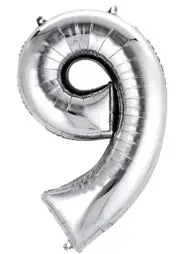 40" SILVER Number 9 Mylar Foil Balloon 1 pc Party BackDrop Decorations Supply