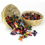 Guatemalan Worry Dolls Genuine Handmade Mayan Fair Trade 2.5cm Doll Basket of 72