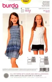 Burda Sewing Pattern 9367 Girls Top Dress Size 6-13