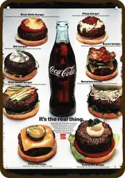 1971 COCA-COLA COKE & CHEESEBURGERS Vintage-Look DECORATIVE REPLICA METAL SIGN