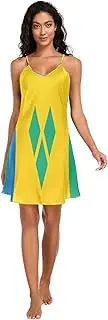 [RPLIFE] Saint Vincent Grenadines Flag Women's Satin Slip Dress, Spaghetti Strap Nightgown, Sleeveless Night Shirts