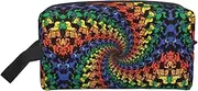 [SAAKE] Bear Dancing Tie Dye Print Travel Cosmetic Large Capacity Zippered Storage Bag For Toiletries Daily Essentials, White, One Size