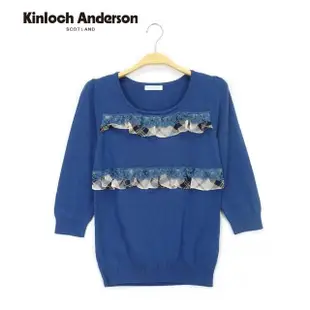 【Kinloch Anderson】清新圓領蕾絲短袖針織上衣 金安德森女裝(KA0265916 海洋藍/暖鵝黃)