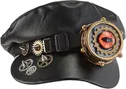 [DYNWAVE] Steam Punk Hat Punk Cosplay Gothic Studded Cap Retro Style Club Biker Cap, As Described, Medium