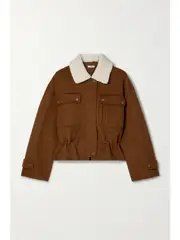[JASON WU] JASON WU - Shearling-trimmed Wool And Cashmere-blend Felt Jacket - Brown - US12 US 12 Brown