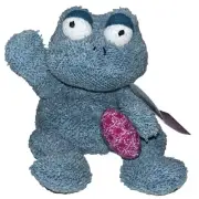 Russ Heart Warmers Ribbit the Green Frog Terrycloth PLUSH With Red Heart NOS