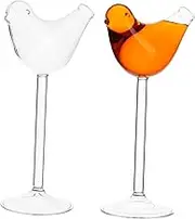 Cabilock 2Pcs Bird Goblets Transparent Cocktail Glasses for Drinks Martini Holders for Parties Home and Bars Unique Present Idea