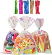 100Pcs Cellophane Treat Bags with Twist Ties Iridescent Cellophane Bags Iridesce