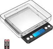 AMIR Digital Kitchen Scale 500g/ 0.01g Pro Cooking scale with Back-Lit LCD Display Accuracy Pocket Food Scale 6 Units Auto Off Tare PCS Function Stainless Steel Batteries not included (Black)