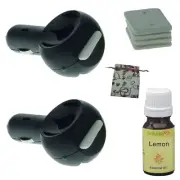 Tempo Car 2 x Aromatherapy Aroma Diffuser 2 x Lemon Essential Oil Air Freshener