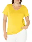 HUE Womens Short Sleeve V-neck Sleep Tee Pajama Top in Mimosa Yellow Size S, NWT