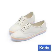 在飛比找momo購物網優惠-【Keds】CHAMPION 百搭條紋真皮休閒鞋-米白(92