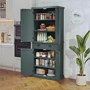 ARTPOWER Kitchen Pantry Storage Cabinet with Drawer and Adjustable Shelves, Pantry Cabinet for Kitchen, Bathroom or Hallway, Green