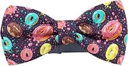 [KAWAMOUSE] Adjustable Pre-tied bow tie for Men (Donuts Pink Chocolate Lemon Blue Pattern) Elegant Cute Bowties for Dogs Cats Pets, Pattern as Shown