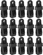 Black Tarp Clamps Heavy Duty - 15Pcs Tent Tarpaulin Clips With Lock Grip Thumb Screw - Camp Tent Clamp for Outdoor Use