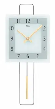 Modern wall clock with quartz movement from AMS AM W7505 NEW