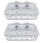 2 Pcs PS Suction Cup Soap Dish Transparent Suction Soap Holder Bathroom