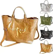 [Generic] Stellaya Womens Letters Print Tote Bag, 2025 New Stellaya Tote Bag PVC Kraft Paper Letters Print Tote Bag for Women