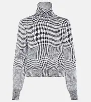 [Burberry] Burberry Houndstooth wool-blend turtleneck sweater UK 16 grey