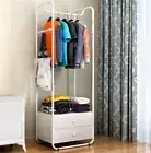 Uptown Coat Stand Wardrobe Clothing Rack with Chest of Drawers White