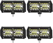 BYBDQKTVEH 7 Inch 60W Combo Led Light Bars Spot Flood Beam 4x4 Spot 12V 24V 4WD LED Headlight for Auto Boats SUV ATV ILight Compatible with Barra Work Light(4 pcs)
