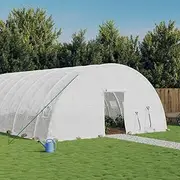 Large Walk in Greenhouse with Roll-up Zipper Door, Outdoor Green House, Greenhouse Tunnel, Portable Gardening Plant Hot House with PE Cover, Steel Frame, 1200 x 600 x 285 cm