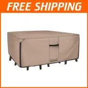 Durable Waterproof Patio Table Cover - 76L x 54W Size with Elastic Draw Cords