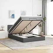 Ottoman Bed with Mattress Dark Grey Queen Fabric,Beds & Bed Frames 97.8KG-3311659