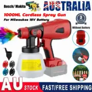1000ML Cordless Spray Gun Paint Sprayer Fit For Milwaukee 18V Li-ion Battery~