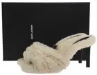 YSL SAINT LAURENT SHEARLING FUR TRIBUTE SANDALS HEELS SLIDES SHOES 39.5
