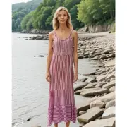 NWT Raviya Women's Plus Size Pink Striped Cover-up Sundress Cruise Vacation 1X