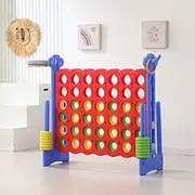 Giant 4 Connect in a Row Game, Height Adjustable Jumbo Yard Games with Quick Release Lever for Kids and Adults Outdoor Play, Backyard Large Four Connect Floor Games